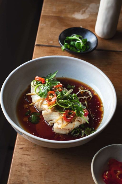 Steamed Red Snapper Fillet with Ginger and Scallions