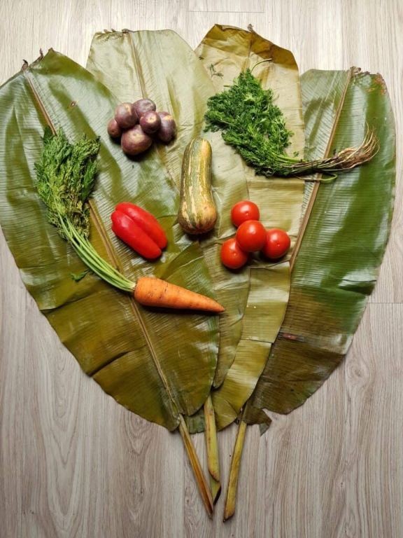 Steamed Vegetables in Banana Leaf