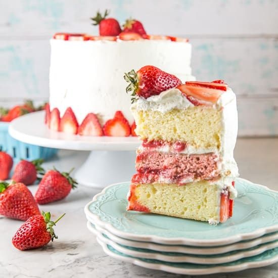 Strawberry Chantilly Cake with Whipped Cream Frosting
