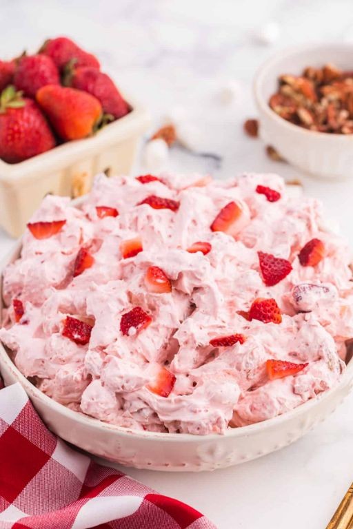 Strawberry Fluff Salad with Mini Marshmallows