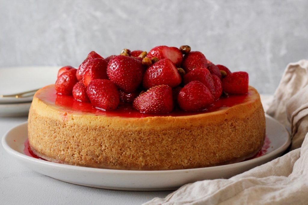 Strawberry Glazed Ricotta Cheesecake