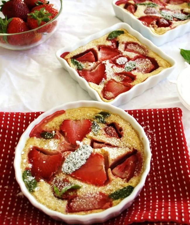 Strawberry and Basil Clafoutis