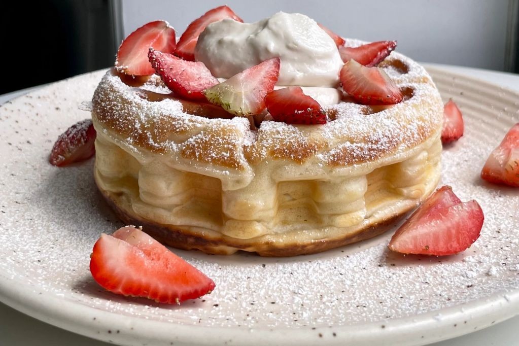 Strawberry and Whipped Cream Stuffed Waffles