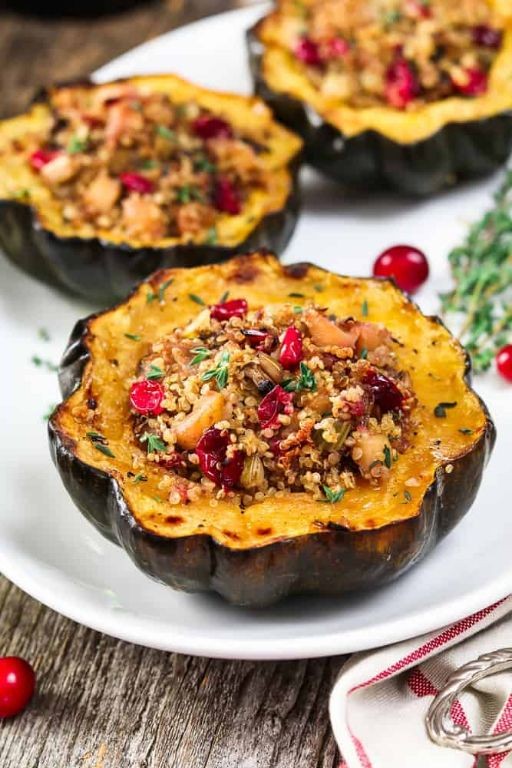 Stuffed Acorn Squash with Quinoa and Cranberries