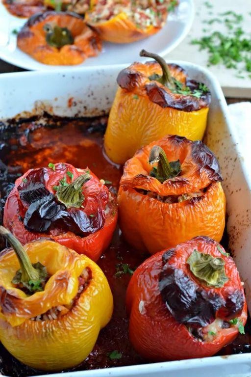 Stuffed Bell Peppers with Rice and Pine Nuts