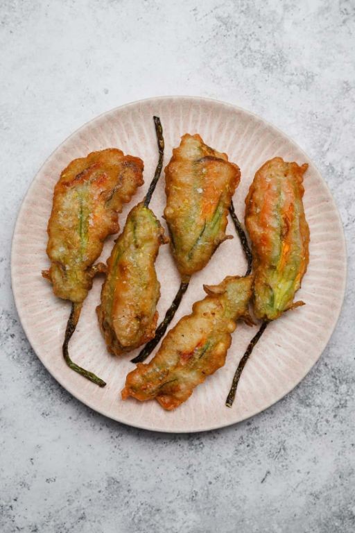 Stuffed Fried Squash Blossoms with Ricotta and Herbs