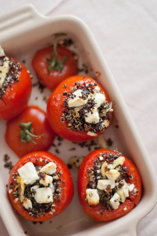 Stuffed Heirloom Tomatoes with Quinoa and Feta