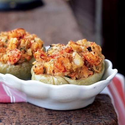Stuffed Mirliton with Crawfish Tails