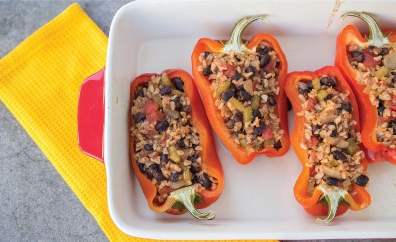 Stuffed bell peppers with rice and beans