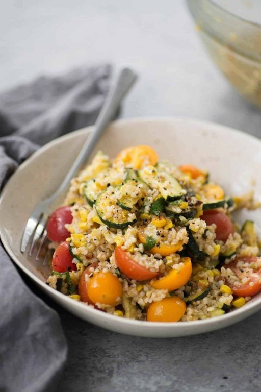 Summer Bulgur Salad with Corn and Zucchini