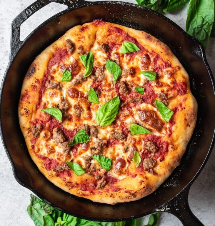 Sweet Italian Sausage Pizza with Fresh Basil
