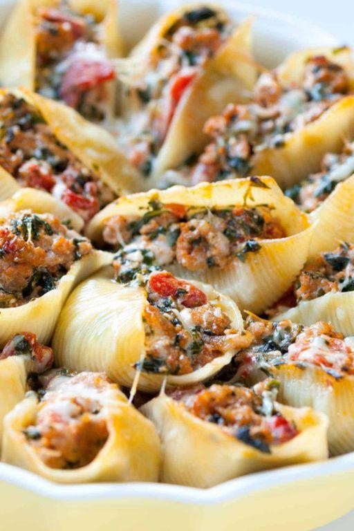 Sweet Italian Sausage and Spinach Stuffed Shells