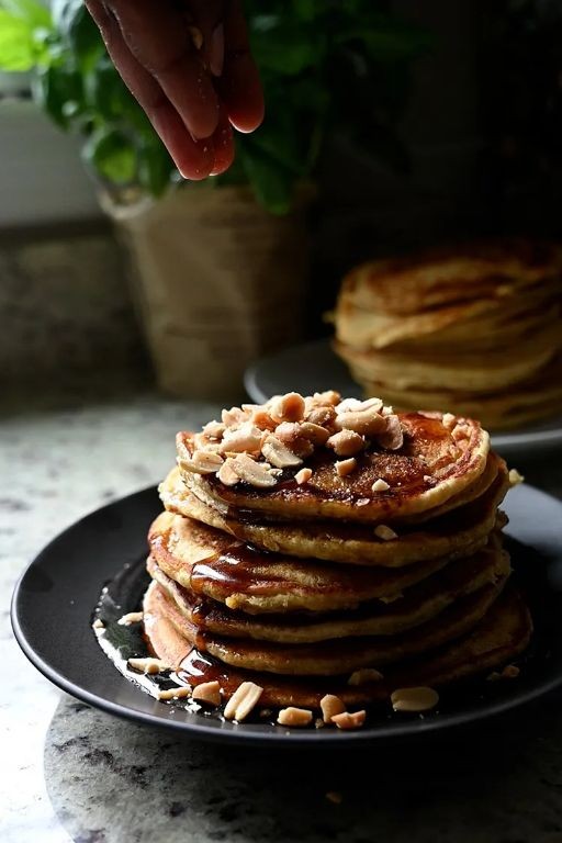 Sweet Plantain Pancakes with Maple Syrup