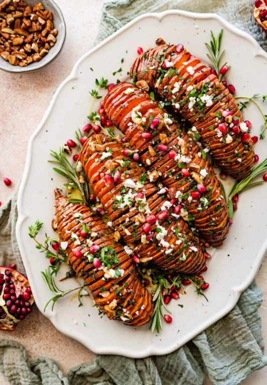 Sweet Potato Hasselback with Maple Glaze