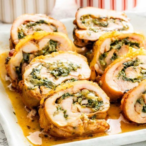 Swiss Chicken and Spinach Roll-Ups