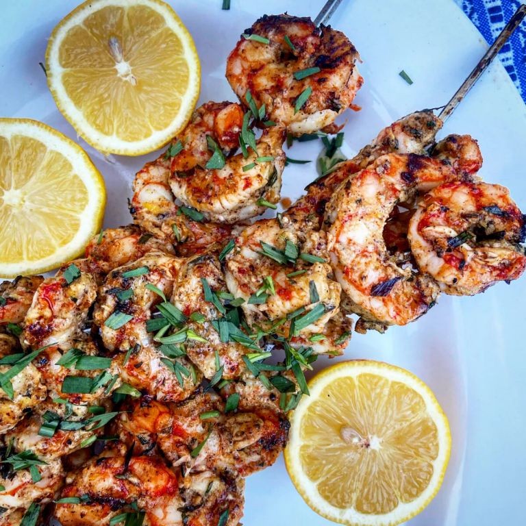 Tarragon and Lemon Grilled Shrimp Skewers