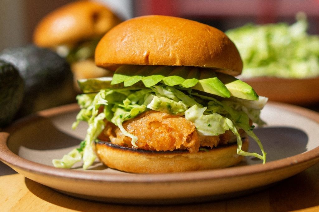 Tempura-Fried Fish Sandwich with Wasabi Mayo