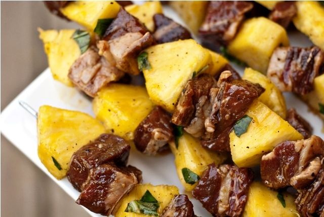 Tenderized Round Steak Kebabs with Pineapple
