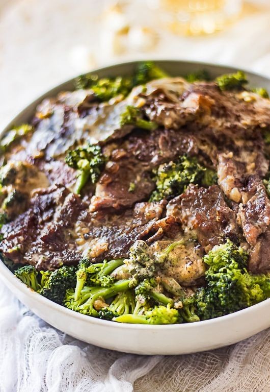 Tenderized Round Steak and Broccoli Alfredo