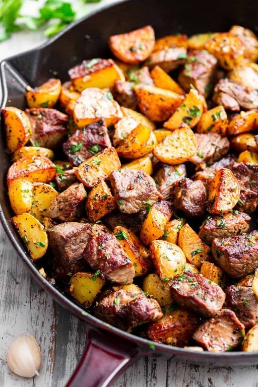 Tenderized Round Steak and Potato Skillet