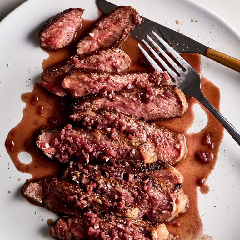 Tenderized Round Steak with Red Wine Reduction