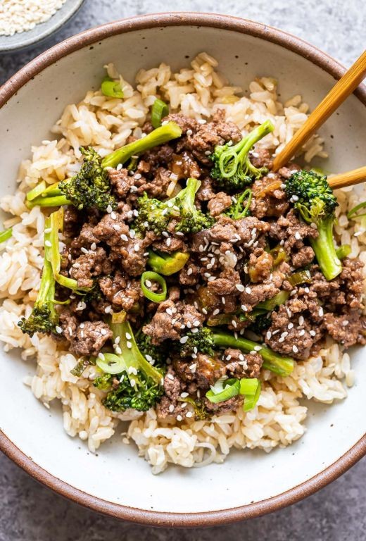 Teriyaki Broccoli and Beef Bowls