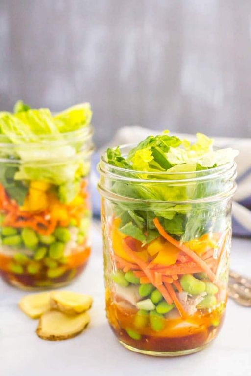 Teriyaki Chicken Mason Jar Salad with Edamame