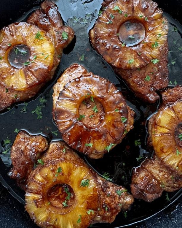 Teriyaki Cubed Pork Chops with Pineapple