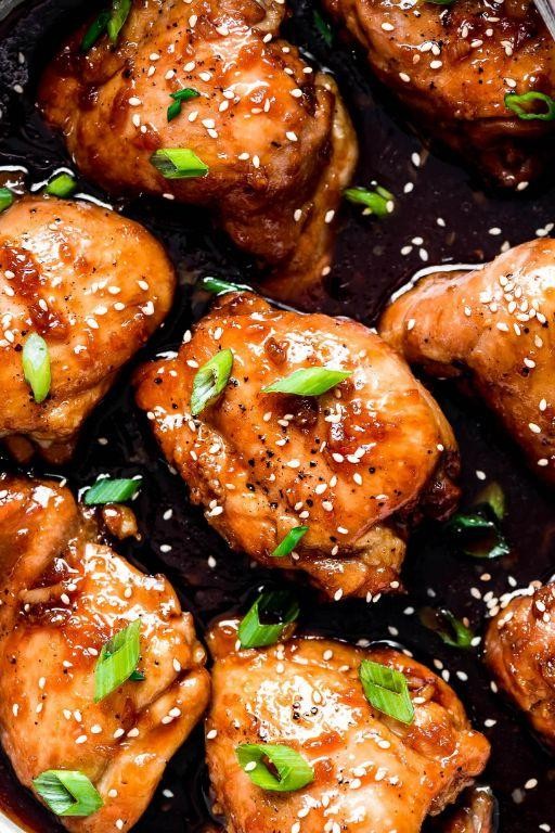 Teriyaki Glazed Chicken Thighs with Sesame Seeds