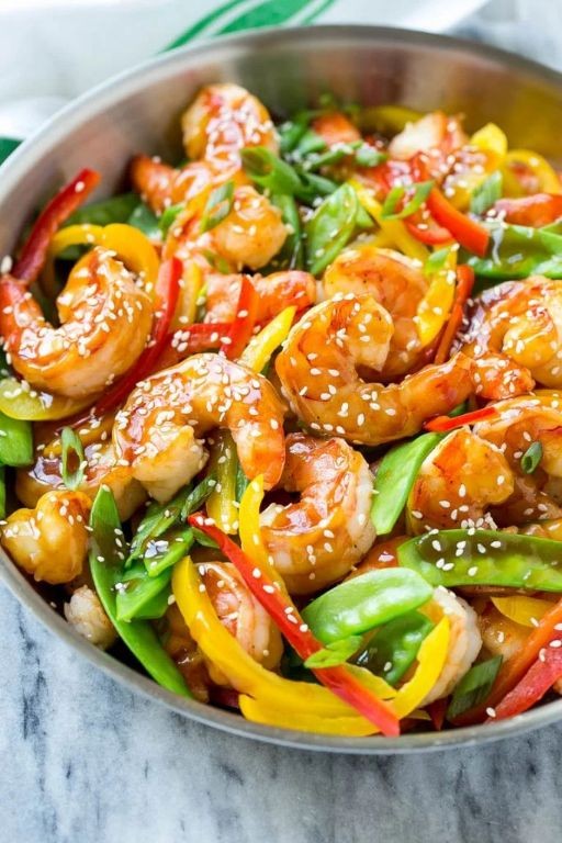 Teriyaki Glazed Shell On Shrimp Stir Fry