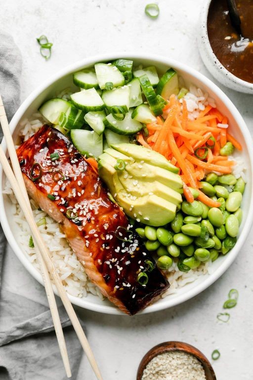 Teriyaki Salmon Power Bowl with Brown Rice