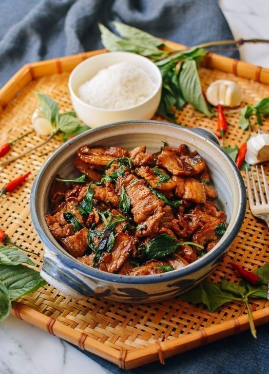 Thai Crispy Pork Belly with Basil and Chili