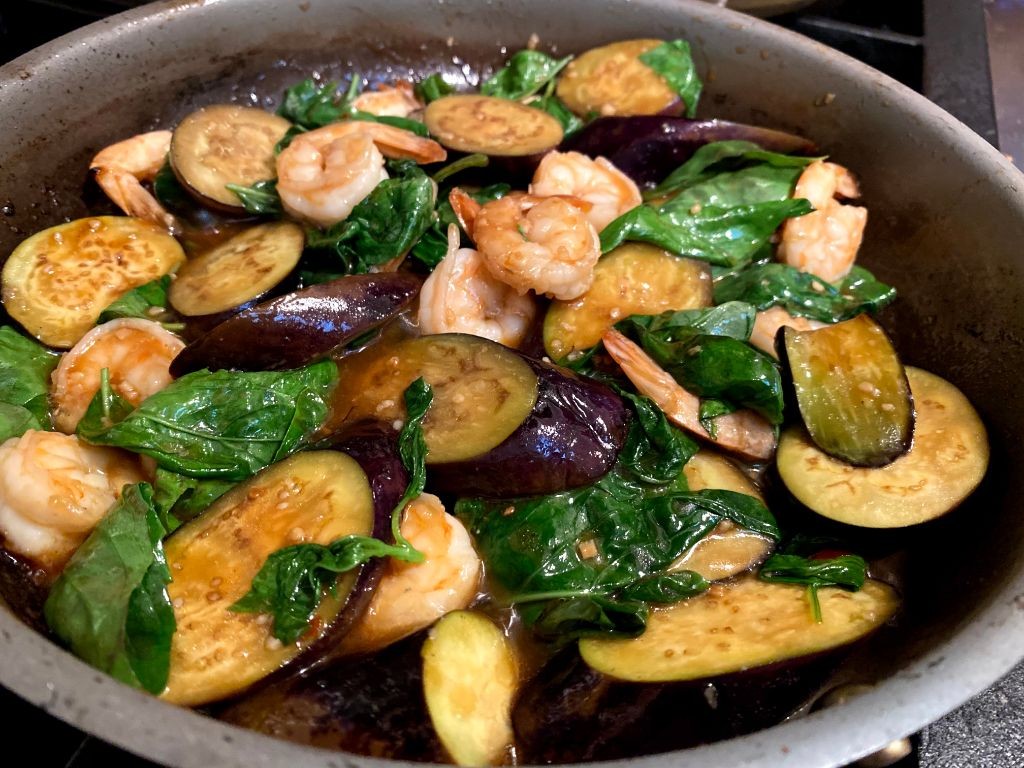 Thai Eggplant and Shrimp Stir-Fry