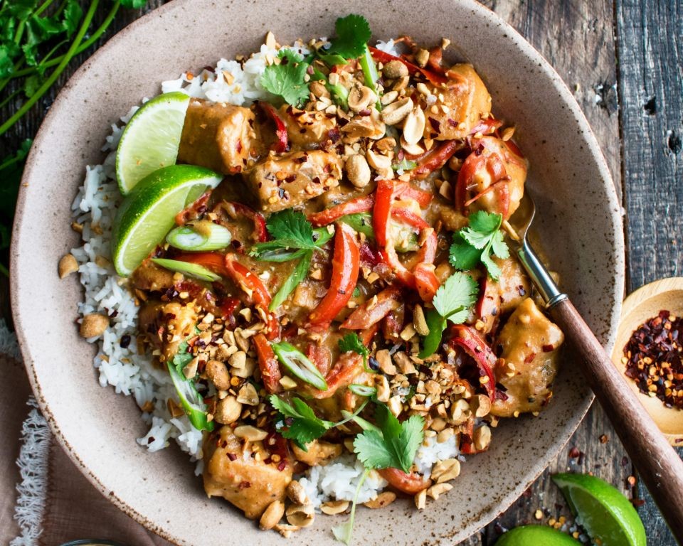 Thai Peanut Chicken Breast with Rice Noodles