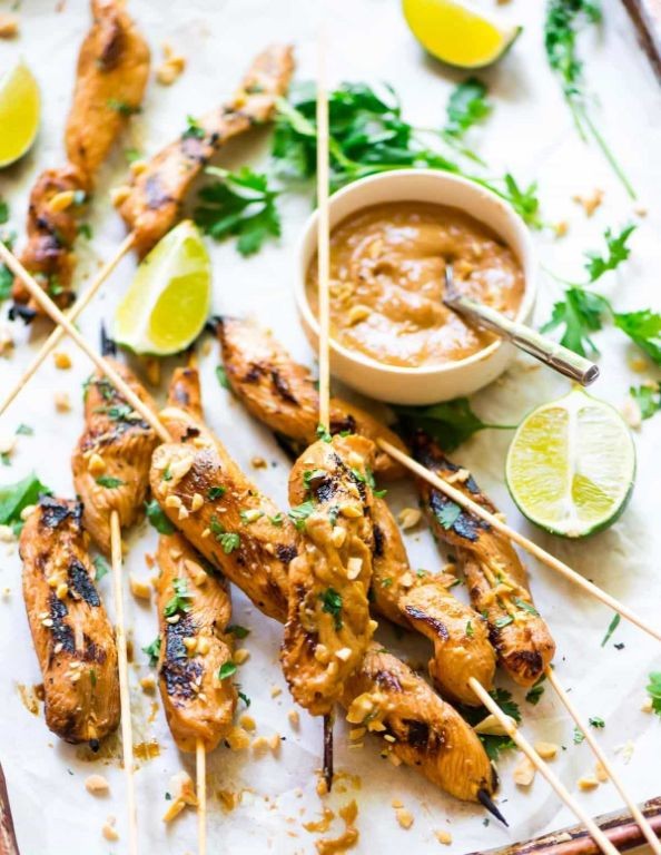 Thai Peanut Chicken Skewers