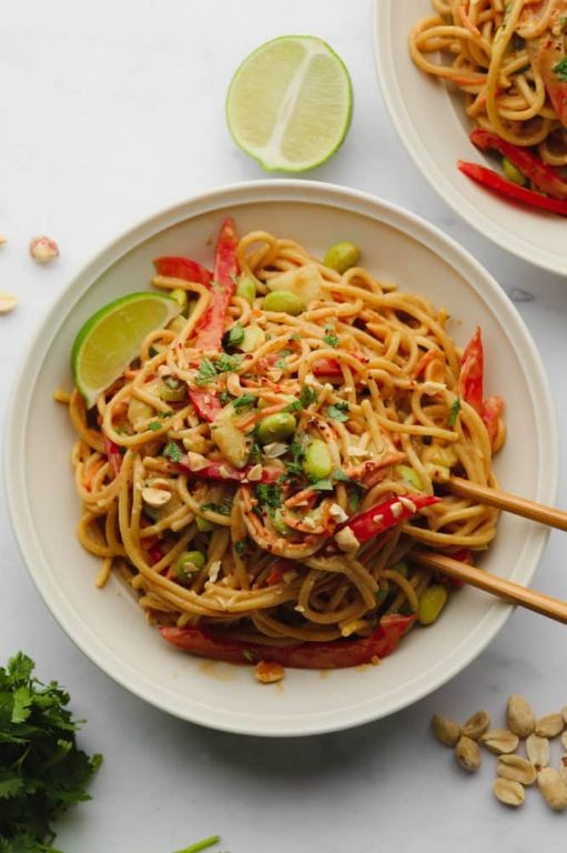Thai Peanut Noodles with Crushed Peanuts