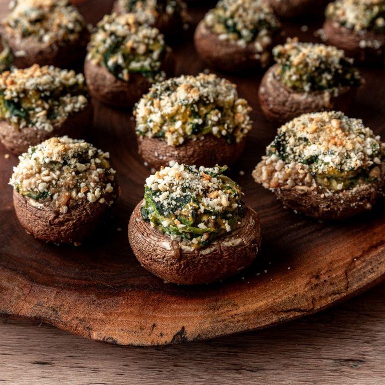 Thai Peanut Tofu Stuffed Mushrooms