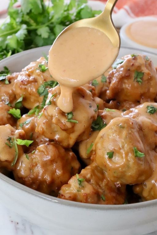 Thai Peanut Turkey Meatballs Slow Cooked