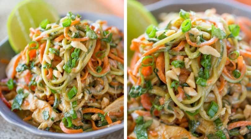 Thai Peanut Zucchini Noodles with Chicken