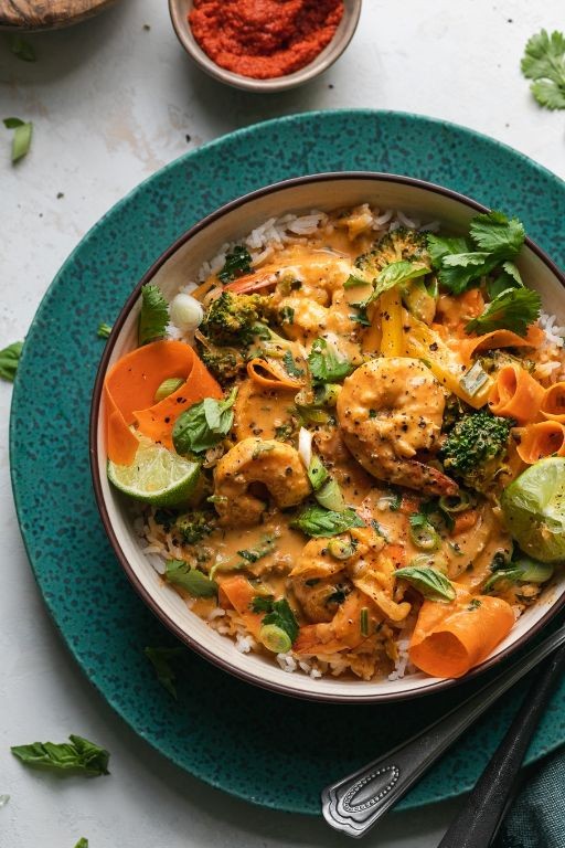 Thai Red Shrimp Curry with Basil