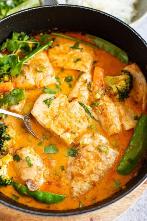 Thai-Style Red Snapper Fillet with Coconut Curry Sauce