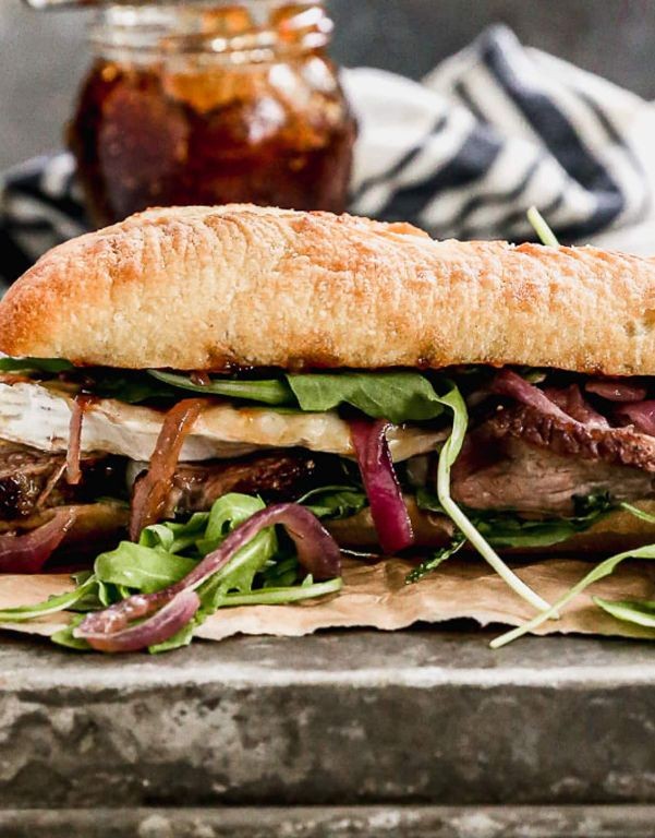 Thin Sirloin Steak Sandwich with Caramelized Onions