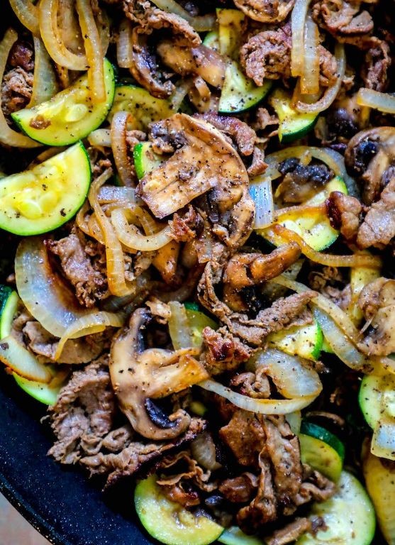 Thin Sirloin Steak and Vegetable Skillet