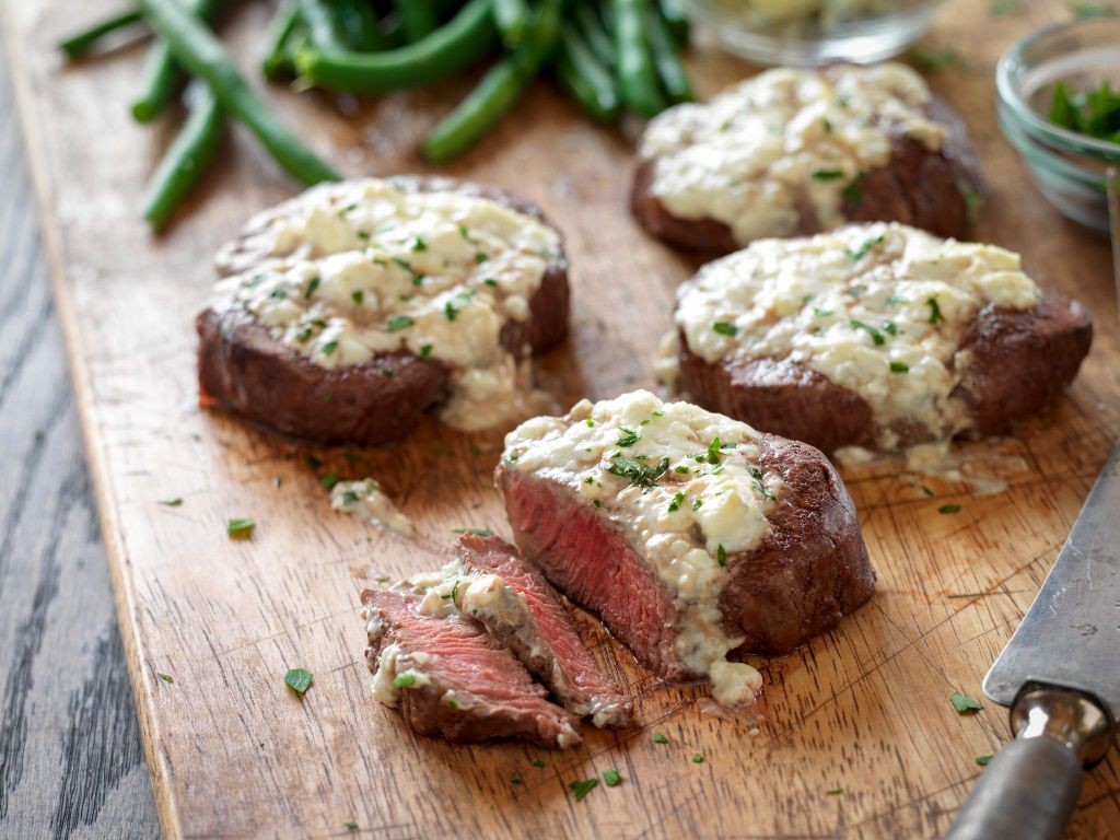 Thin Sirloin Steak with Blue Cheese Butter