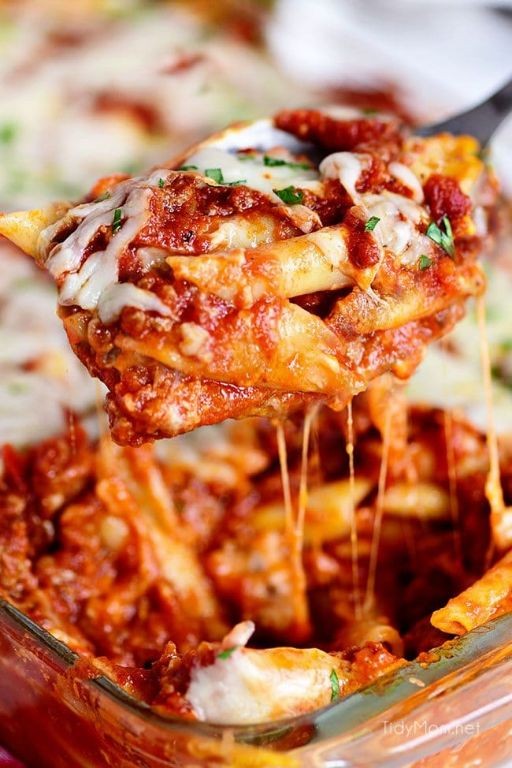 Three-Cheese Baked Mostaccioli with Italian Sausage