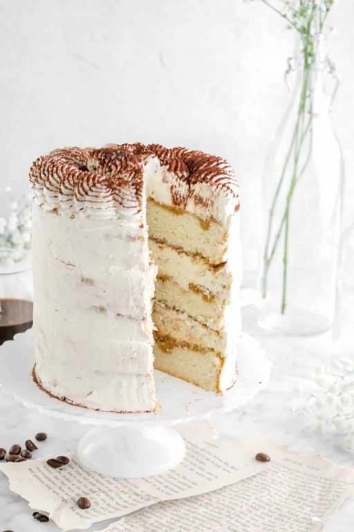 Tiramisu-Inspired Chantilly Cake with Coffee Soaked Layers