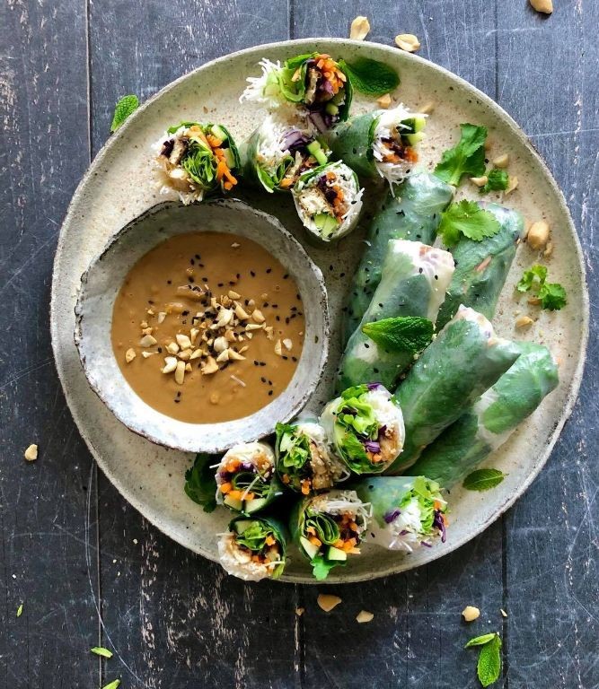 Tofu Skin Spring Rolls with Hoisin Sauce