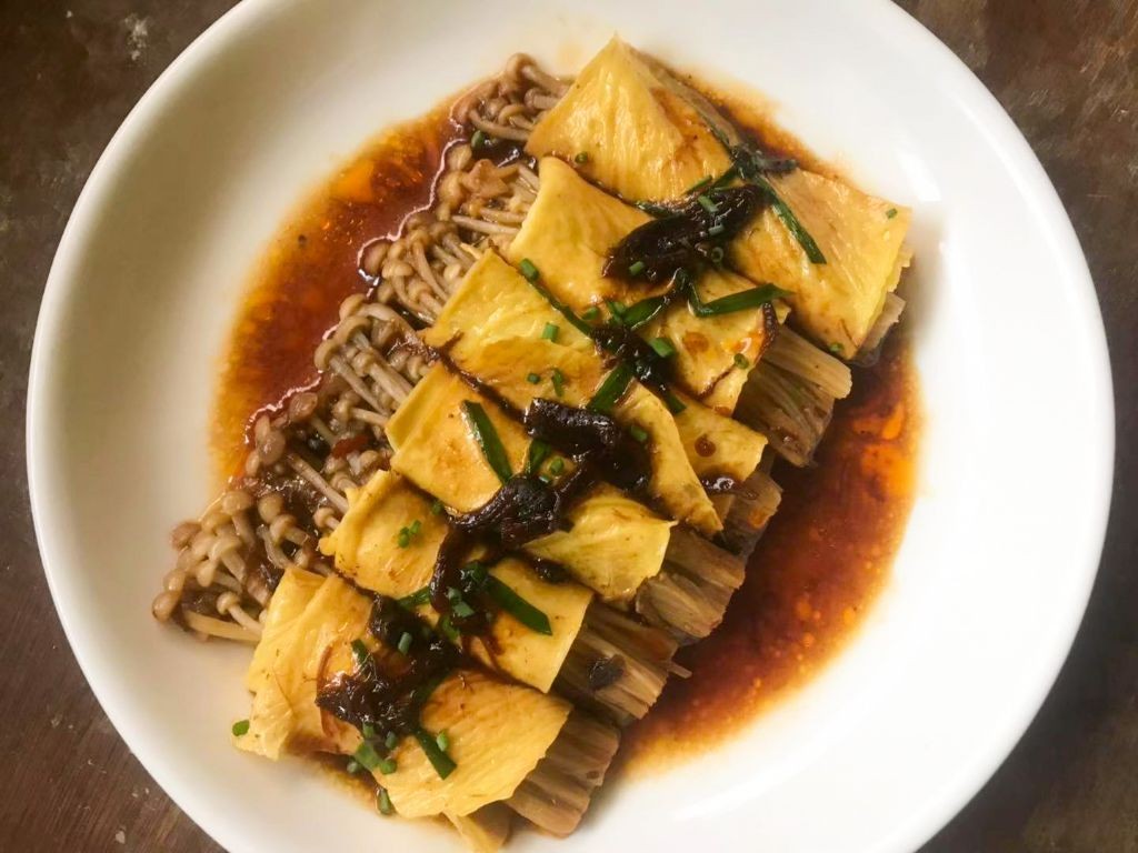 Tofu Skin Wrapped Enoki Mushrooms