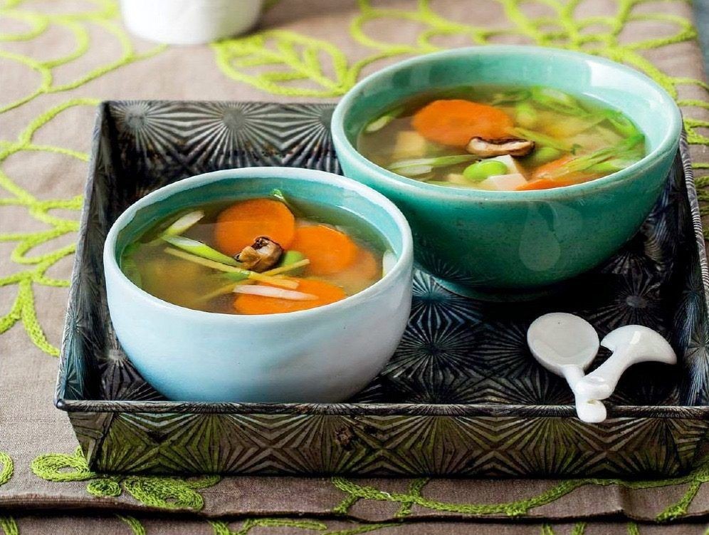 Tofu and Miso Soup with Edamame