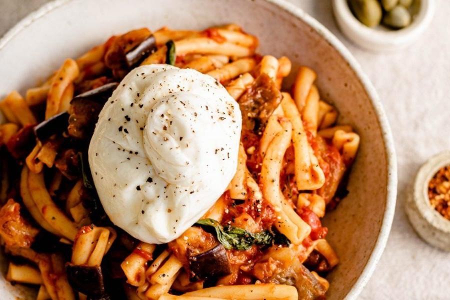 Tomato Basil Casarecce with Burrata